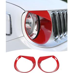Hoolcar for Renegade Angry Eyes Headlight Bezels Trim Cover Fit for Jeep Renegade 2016 2017 2018 Front Light Cover Trim Exterior Accessories, Red