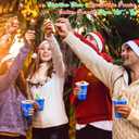 Jingmore 60 Pcs Winter Plastic Cups Bulk 16 oz Snowflake Disposable Winter Party Cups Stripes Polka Dots Drinks Cup for Christmas Holiday Birthday Baby Shower Party Supplies(Blue White,Snowflake)