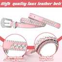 Xtinmee 2 Pcs Kids Rhinestone Belt Girls Western Cowboy Belt with Bling Diamond Studded and Sequin Leather