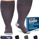 Doctor's Select 3 Pairs Plus Size Compression Socks Wide Calf | Bamboo Viscose Knee High Socks for Circulation Support | Wide Calf | Black, Gray, Navy (4X-Large)
