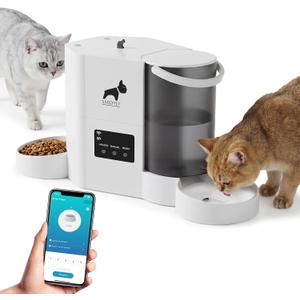 Automatic Cat Feeder 5G/2.4GHz WiFi Feeder and Waterer 2-in-1 Set for Pets, Pet Feeder up to 10Meals per Day, App-Controlled, 3L Food Tank & 2L Water Tank for Cats and Small Dogs