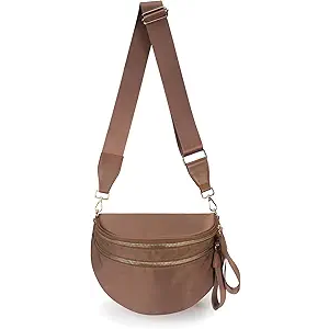 Pure Colour Crossbody Bag Bum Bag for Women,Spacious Purse Fanny Packs Belt Bag,Oversized Bum Bag (Colour Bum Bag-Coffee)