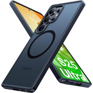 TORRAS Magnetic Shockproof for Samsung Galaxy S25 Ultra Case, Fit for MagSafe, 4X Military Grade Protection, Translucent Slim Case for Samsung S25 Ultra Case AntiFingerprint AntiScratch, Black
