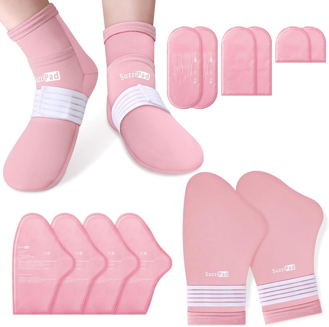 SuzziPad Chemo Gloves and Socks for Chemotherapy, Cancer Comfort Items, Include 10 Ice Pack, Ideal for Soothing Hand and Foot Discomfort, L