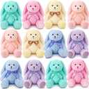 Civaner 12 Pcs Bunny Stuffed Animals Bulk 12.6 Inch Easter Plush Rabbit with Tie Colorful Bunny Plush Toys for Easter Basket Stuffers Valentines Birthday Gifts Baby Shower Wedding(Pastel Color)