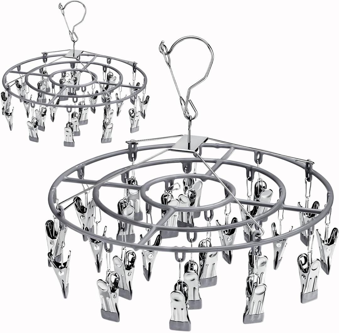 2 Pack Clothes Drying Hanger With 24 ClipsRack Clothes Hanger Sock Underwear Laundry Hangers Hanging Herb dryer Ropa Socks Clothing Stainless Bras Wet Racks Secar Flower baby Lingerie Secador Colgar