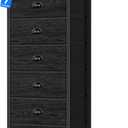 Furnulem Bedroom Dresser, Tall Chests of Drawers with 7 Fabric Bins, Black Organizer in Closet, Dorm, Living Room, Nursery, Hallyway-Storage Tower Unit, Sturdy Steel Frame