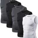 TELALEO 5 Pack Men's Athletic Compression Shirts Sleeveless Workout Tank Top Sports Base Layer Running Basketball, XXL
