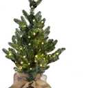 MorTime 24 Inch Mini Artificial Christmas Tree with 50 LED Lights, 2 ft Table Top Christmas Pine Tree 29 Tips with Burlap Wooden Base, Christmas Winter Home Decorations