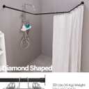Corner Shower Curtain Rod, Diamond Shaped [Both Sides: 22" - 34.8", Middle: 28" - 43.7"] Adjustable Bathroom Bathtub Shower Rod with 12 Hooks & Ceiling Support