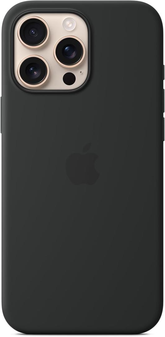 Apple iPhone 16 Pro Max Silicone Case with MagSafe and Camera Control: Lightweight Phone Case, Wireless Charging Compatible, Smooth Matte Finish, Black