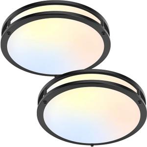 2-Pack 36W LED Ceiling Lights Black, 13inch Flush Mount Light Fixtures 3600LM 2700K/3000K/4000K/5000K/6500K Color Changing Ceiling Lights, Modern Dimmable Lighting for Kitchen Living Room Bedroom