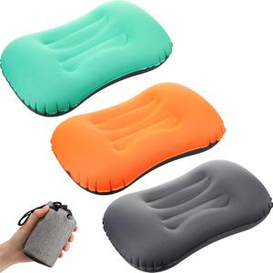Yulejo 3 Pcs Inflatable Camping Travel Pillow Ultralight Portable Backpacking Pillow for Neck Lumbar Support Camp Hiking Sleeping, 3 Colors (Dark Gray, Green, Orange)