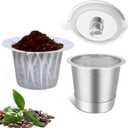Haetyly 1 Pack Reusable K Cup with 100 Count Paper Coffee Filters for Keurig 1.0 and 2.0 Coffee Makers