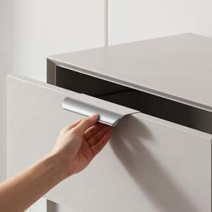 homdiy 25 Pack 3 inch Kitchen Cabinet Handles Brushed Nickel Edge Finger Pulls for Cabinets Dresser Drawer Handles for Cupboard Flat Hidden Handles Aluminum Alloy