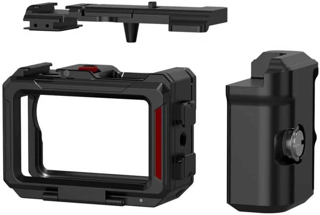 Aluminum Alloy for DJI Osmo Action 6 Handle Grip Kit with Cage - Street Photography Grip Accessory | Shutter Button, Quick Release, 1/4" Threaded Hole, Cold Shoe Compatible for DJI Mic & Light