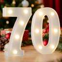 Happy 70th Birthday Decorations for Women Men, LED 70 Light Up Numbers for Party Decorations Table Decor, Warm White Small Marquee Letter Lights 70 Sign for Wedding Anniversary Decors