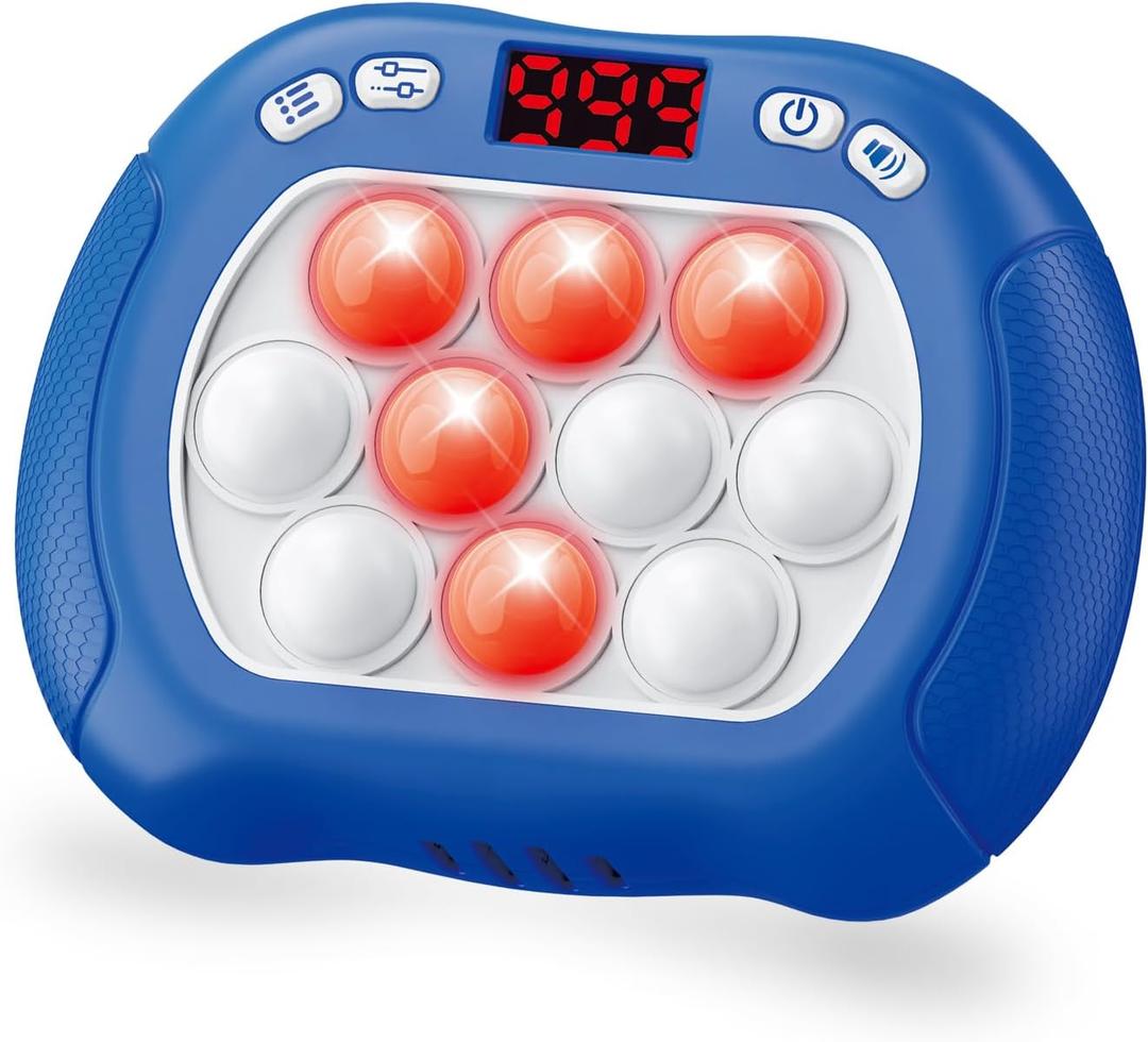 Intoypad Pop Game Light Up Fidget Toy for Kids, 6 Modes LED Screen Quick Push Games Controller Electric Fidget Popper Game Bubble Road Trip Activities Car Games Birthday Gifts Toys for Kids Boys Blue