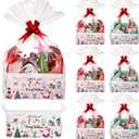 Yexiya 48 Pcs Christmas Gift Baskets Empty Kit Include 6 White Merry Christmas Baskets with 6 Gift Bag 6 Red Pull Bow 30 Paper Lining, Empty to Fill with Bag for Xmas Gifts Party