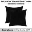 decorUhome Chenille Black Throw Pillow Covers 18x18 Inch Set of 2, Decorative Soft Couch Pillow Covers Solid Dyed Accent Farmhouse Neutral Square Pillow Cases for Sofa