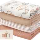 Yoofoss Muslin Swaddle Blankets, Organic Baby Blankets, 47 x 47 Inches Receiving Blanket for Baby Boys and Girls, Baby Essentials for Newborns Soft Breathable (Brown Animals)
