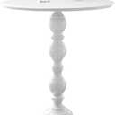Benkyo White Round End Side Table Modern Metal Pedestal Spindle Side Tables for Living Room BedroomWhite