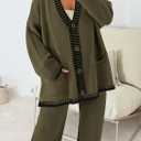PRETTYGARDEN Lounge Sets for Women Fall 2026 Loungewear 2 Piece Outfits Cardigan Sweaters Track Suit Matching Winter Clothing (Green XL)