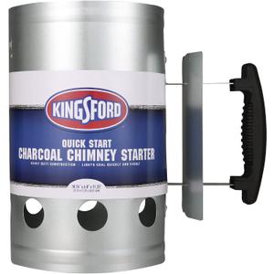 KINGSFORD Heavy Duty Deluxe Charcoal Chimney Starter | BBQ Chimney Starter for Charcoal Grill and Barbecues, Compact Easy to Use Chimney Starters and BBQ Grill Tools, Silver (1 Count)