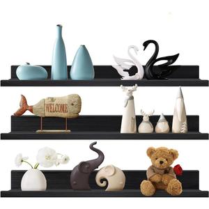 Lavezee 36 Inch Black Floating Wall Ledge Shelves Set of 3, Photo Picture Ledge Shelf with Lip for Office, Bedroom, Living Room, Kitchen