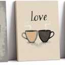 Set of 3 Kitchen Wall Art Love Eat Drink Picture Wall Decor Framed Fork Knife Coffee Wine Canvas Prints Vintage Artwork Dining Room Restaurant Bar Ready to Hang - 11"x14"x3P