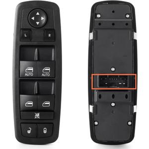 Power Window Switch 11 Pins,2 Auto for 2015-2017 Chrysle 200, 2015-2022 Cherokee Master Window Button Control Front Driver Side Door Lock Switch 68271206AA, 68271206AB 1S14266 (NO Folding Mirrors)
