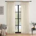MIULEE Pinch Pleated Linen Curtains 84 Inches Long 2 Panels for Bedroom Living Room, Soft Thick Linen Textured Window Drapes Back Tab Hooks Semi Sheer Light Filtering Farmhouse Linen