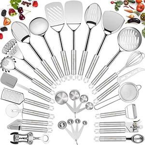 Stainless Steel Kitchen Utensil Set- Fungun 22 Pcs Cooking Nonstick Cookware Set with Spatula - Best Gadgets Tools Kitchen Accessories
