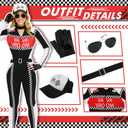 Womens Race Car Driver Costume  Sexy Racing Jumpsuit with Hat, Goggles & Gloves for Halloween & Themed Parties (L)