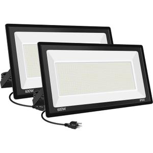 600W LED Flood Light 2Pack,Super Bright Daylight 5000K IP66 Waterproof Security Outdoor LED Arena Lights,Commercial Lighting Floodlight for Fields,Counts,Stadium (600w-2pack)