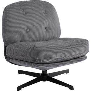 HollyHOME Modern 360°Swivel Accent Chair, Upholstered Comfy Reading Chair, Fabric Lazy Chair with Soft Cushion, Metal Frame Lounge Sofa Chair for Living Room, Bedroom, Balcony, Dark Gray