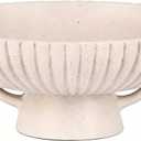 Large Decorative Bowl, 10.8" Beige Pedestal Bowl, Decorative Fruit Bowl for Home Decor, Stylish Key Bowl for Entry Table,Decorative Fruit Bowl for Kitchen Counter, Coffee Table Decor, Entryway Key