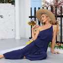 BUENOS NINOS Jumpuits for women one shoulder Waist elastic jumpsuits with Pockets (M)