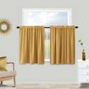 KOUFALL 24 Inch Small Curtains for Kitchen Gold Short Blackout Mini Curtains for Bedroom Bathroom 2 Panels,34x24 in Long (Sun Light Gold)