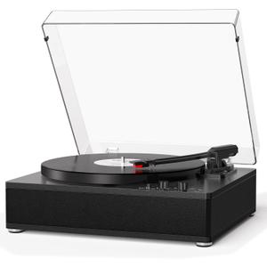 Vinyl Record Player with Built-in Stereo Speakers, Bluetooth Input & Output Turntable, Full-Size 3-Speed LP Players with Adjustable Counterweight, AUX & RCA Jack, Retro Record Player for Home Audio