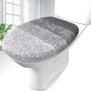 OLANLY Soft Microfiber Bathroom Toilet Lid Cover, Machine Washable Seat Covers, 17.5x15, Stays in Place Rubber Backing, Fits Most Round, Elongated and Oblong Lids, Accessories Decor, Gray (Gray)
