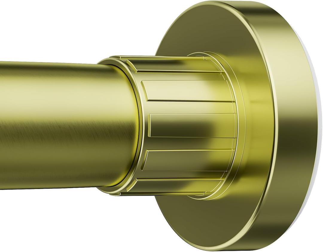 Ausemku Shower Curtain Rod 32-80 Inch Adjustable - 1 Inch Diameter Heavy Duty No drill Spring Tension Shower Rod, Non-Slip Rustproof Telescopic Rod for Bathroom, Gold