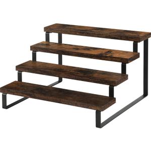 YINMIT Wooden Display Riser Stand, Tiered Perfume and Cologne Organizer Stand, 4 Tier Spice Rack Organizer, Rustic Display Shelf for Candles (4 Tier) (4 Tier,Brown)