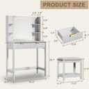 Vanity Desk with LED Mirror, 3 Lighting Modes and Chair, 15.75"D x 31.5"W x 51.18"H