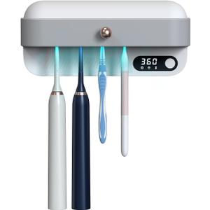 StarWin UV Toothbrush Dryer Holder, Heating Plate and Fan Drying Function, Rechargeable and Timing Tooth Brush Holder Wall-Mounted for Bathroom, No Drilling, 4 Slots