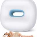 Knee Pillow for Side Sleepers, Memory Foam Leg Pillow for Side Sleeping, Between Legs Pillow for Back Hip Pain, Spine Aligning, Sciatica, Pregnancy-Under Knee Pillow with Ice Silk Cover and Strap (White&Blue)