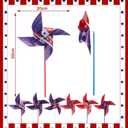 2 x 12 Pcs 4th of July Decorations Patriotic Pinwheels Red White Blue Pinwheels American Flag Wind Spinners for Yard and Garden, Independence Day 250th Anniversary Memorial Day Party Supplies
