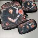 3pcs Girls Backpack with Insulated Lunch Bag Pencil Case For Girls Boys School Backpack Large Capacity Backpack Set (Wednesday)