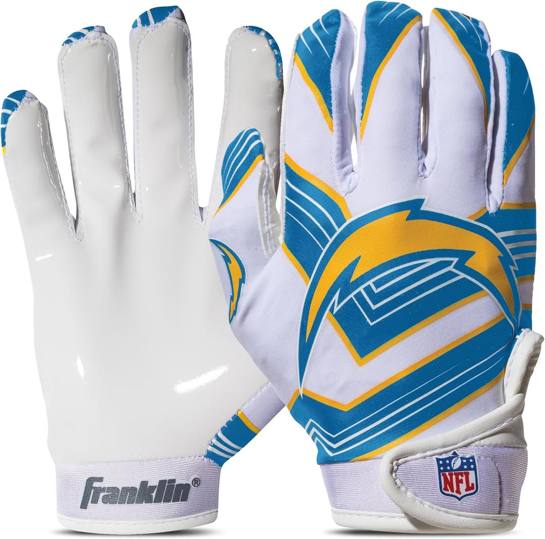 Franklin Sports Youth NFL Football Receiver Gloves - Kids Football Gloves Pair - NFL Team Logos and Silicone Palm (Youth Medium/Large)