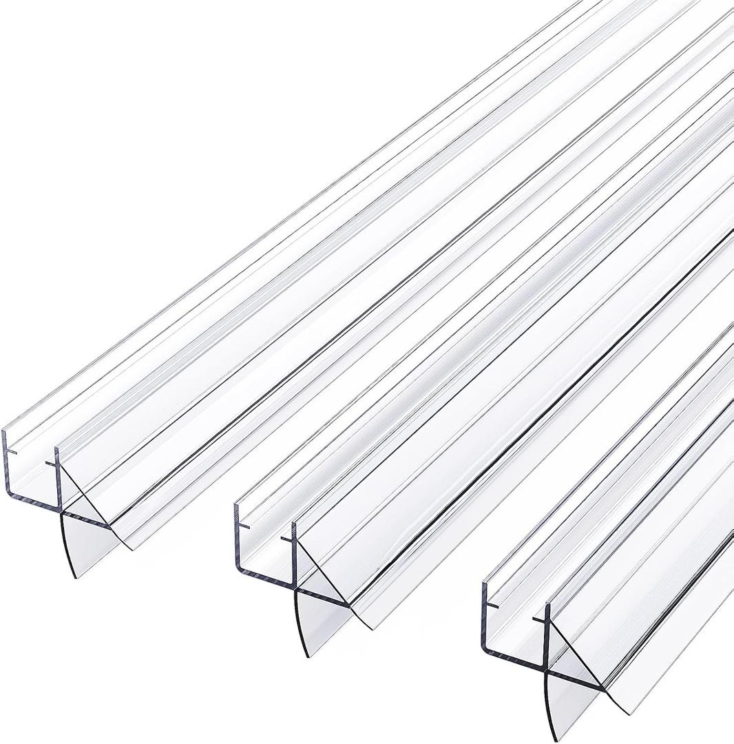 Delamu Shower Door Bottom Seal, 3Pack Shower Door Bottom Sweep Strip, 39in Frameless Glass Doors Seal Strip for 3/8'' (10mm) Thick Doors, 39'' x 0.39'', Showers Water Guard & Barrier